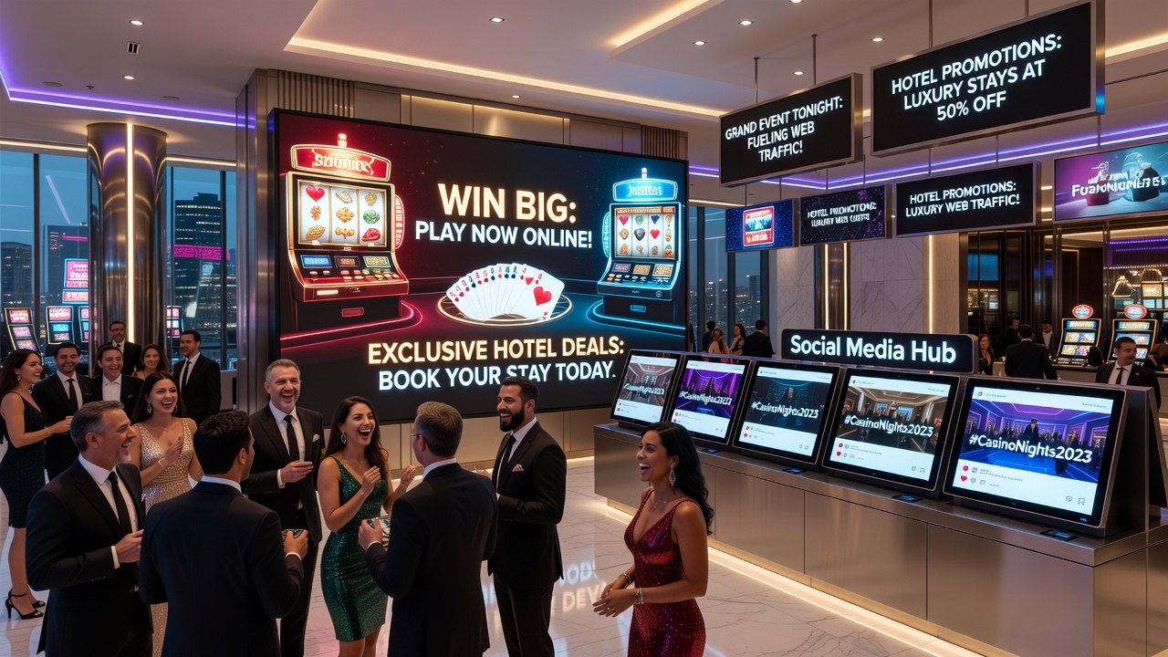 Hotel promotion page displaying event-linked room packages alongside casino game offers